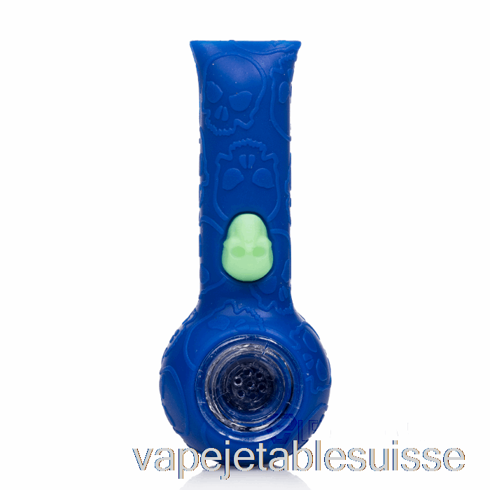 Vape Suisse Stratus Silicone Crâne Main Pipe Marine / Uv Bee (bleu / Uv Green Bee)